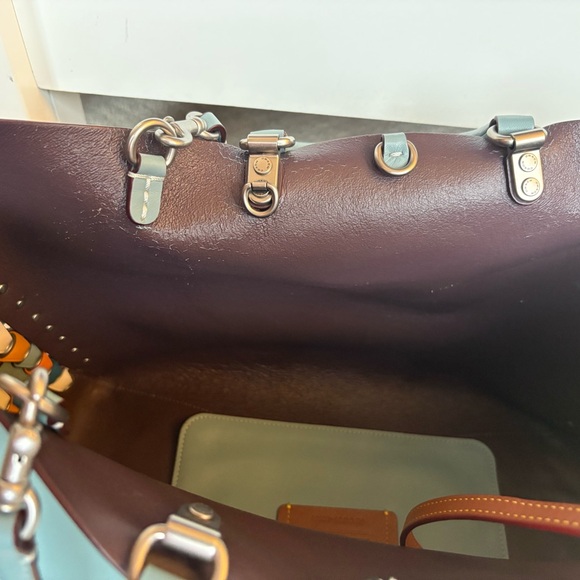 Coach Blue Rogue Tote With Unique Colorful Side Details - Picture 8 of 8